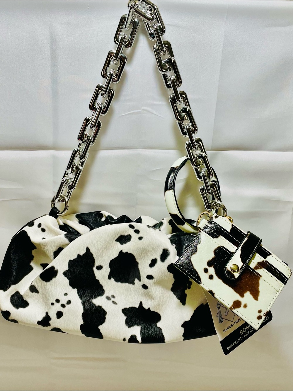 Bam Forever Boutique “Holy Moo-ly” Cow Bag & Coordinating Wristlet/Card Holder - Picture 2 of 16